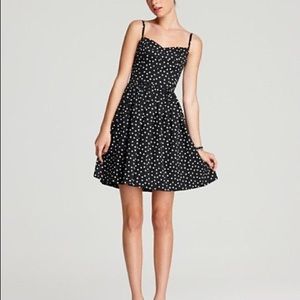 Aqua black and white polka dot dress